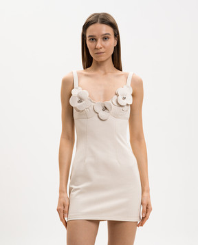 David Koma Бежева сукня міні з квітковою аплікацією RE26DK107DD