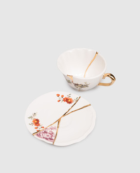 SELETTI Набір з порцелянової чашки для чаю та блюдця Kintsugi з позолотою 24 карат 09647