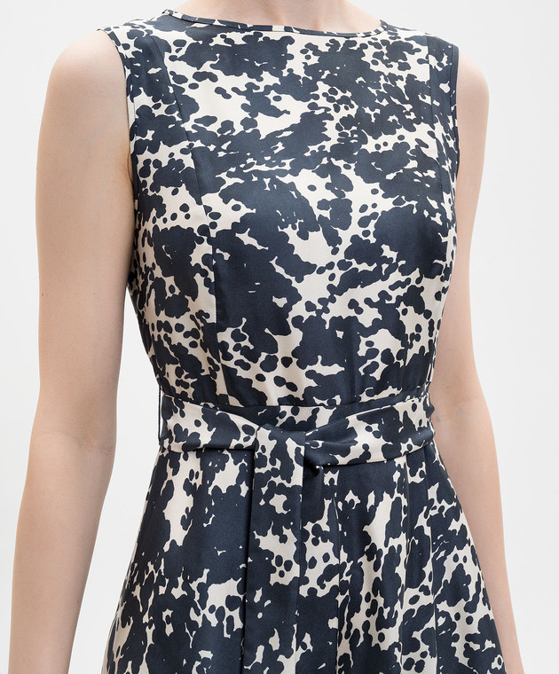 Max Mara Синее платье MARTINA из шелка в принт SMMMARTINA изображение 4