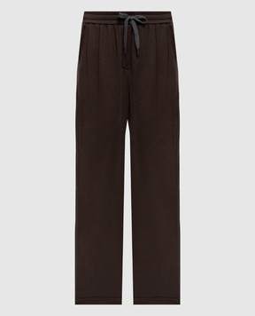 Brunello Cucinelli Коричневые спортивные штаны с цепочкой мониль MP828SM689