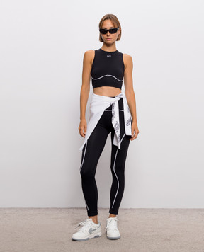 Off-White Черные леггинсы с узором логотипа 2FH00668B