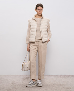 Peserico Бежевий ажурний джемпер з паєтками S99121F0509110