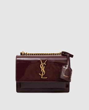 Saint Laurent Бордова шкіряна лакована сумка Sunset 441972B870W