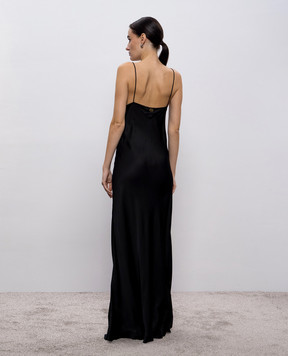 Twinset Черное платье макси с кристаллами 252TT2130
