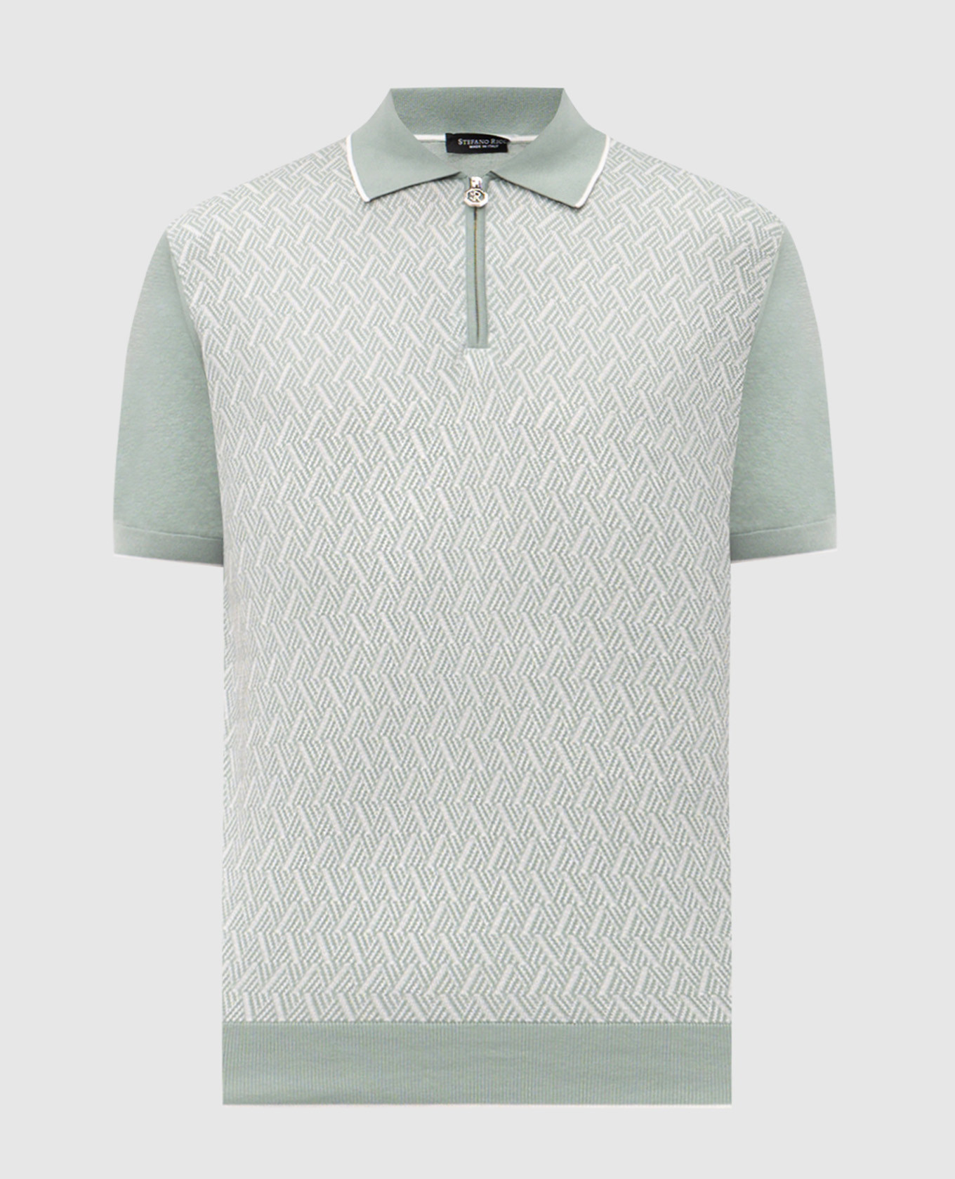 

Зеленое поло с шелком в узоре, Зеленый, Поло