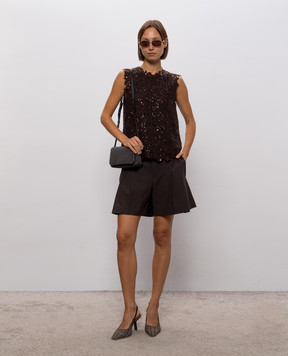 Brunello Cucinelli Коричневый топ с шерстью M0PIZVJ100