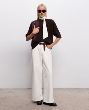 Brunello Cucinelli Коричневий в'язаний топ з кашеміру та вовни MBM753520
