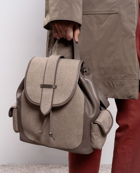 Peserico Коричневый комбинированный рюкзак с брендовым патчем A38372C0CC755