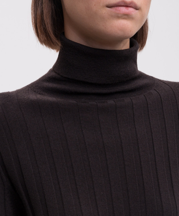 Allude Коричневий гольф з вовни в рубчик 26564023 зображення 5