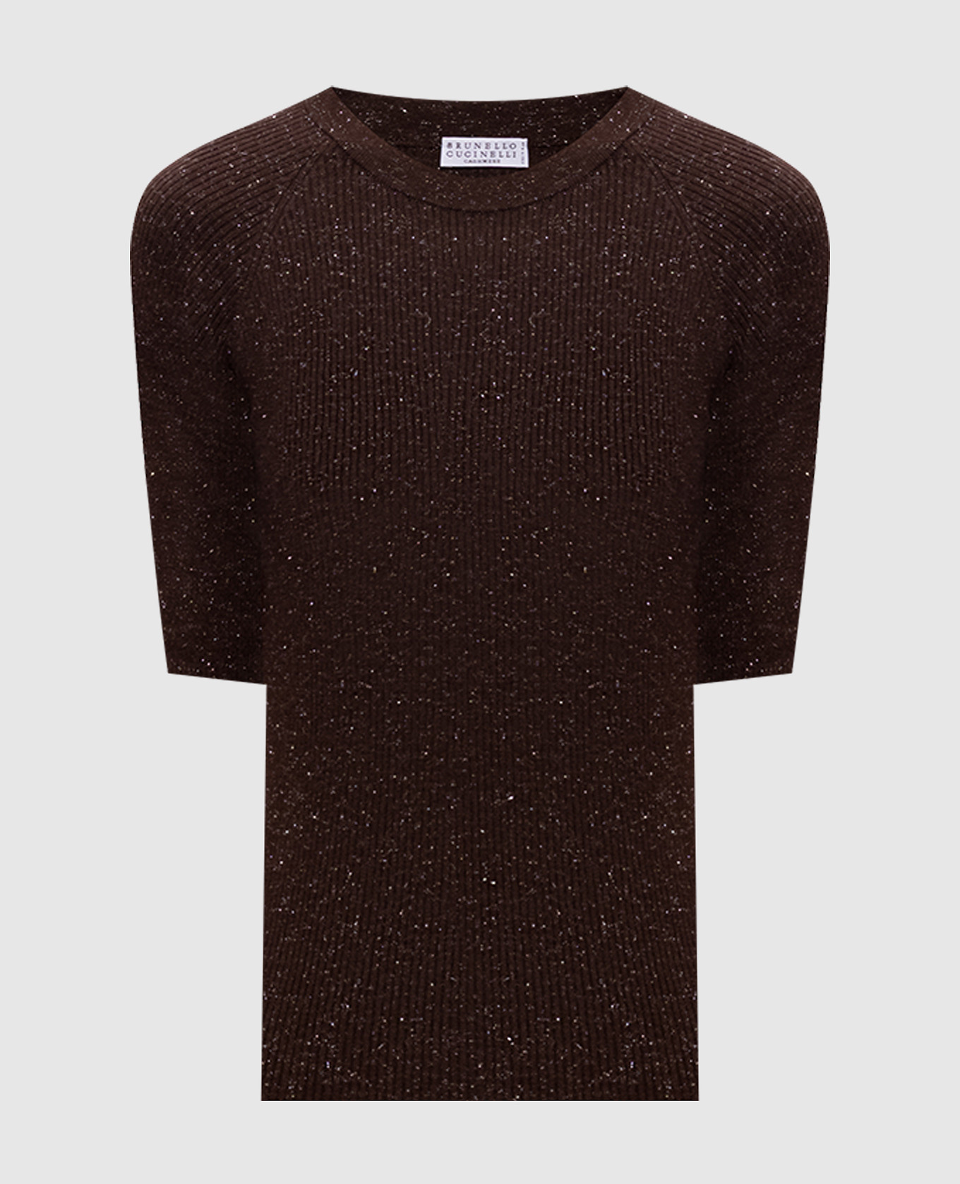 Коричневый топ с кашемиром в рубчик