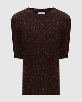 Brunello Cucinelli Коричневий топ з кашеміром в рубчик M9A822200P