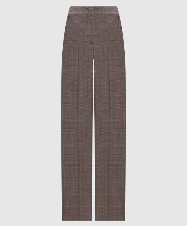 Twinset Бежевые брюки с шерстью в клеточку 262TP2804