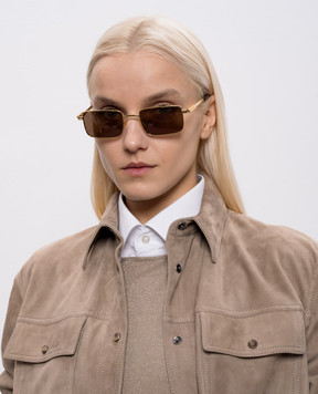 Bottega Veneta Золотисті прямокутні сонцезахисні окуляри 861367V4450