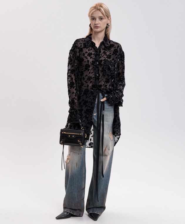 Ann Demeulemeester Черная блуза Elisabeth с шелком B0010219FA749 изображение 2
