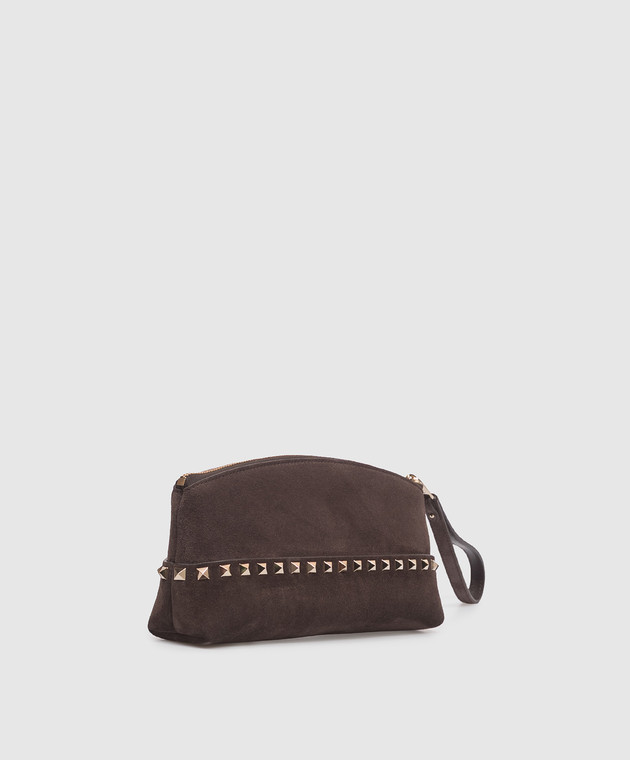 Valentino Коричневый замшевый клатч Rockstud 9W2P0BB5KQQ изображение 3
