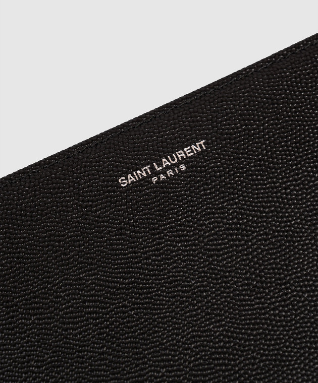 Saint Laurent Чорний шкіряний гаманець з принтом логотипа 534290BTY0N зображення 4