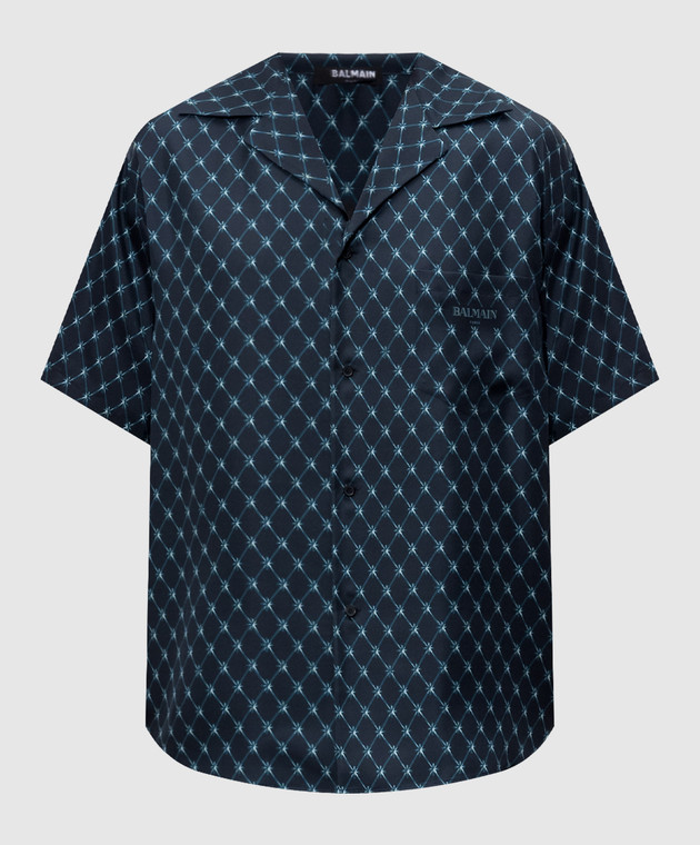 Balmain Синя сорочка із шовку HH1HL065SF55