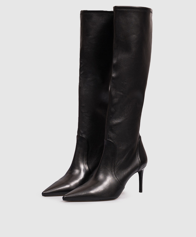 Stuart Weitzman Черные кожаные сапоги STUART POWER SK313 изображение 2