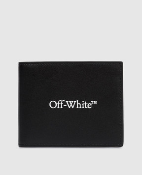 Off-White Черный кожаный портмоне с принтом логотипа OMNC085C99LEA001