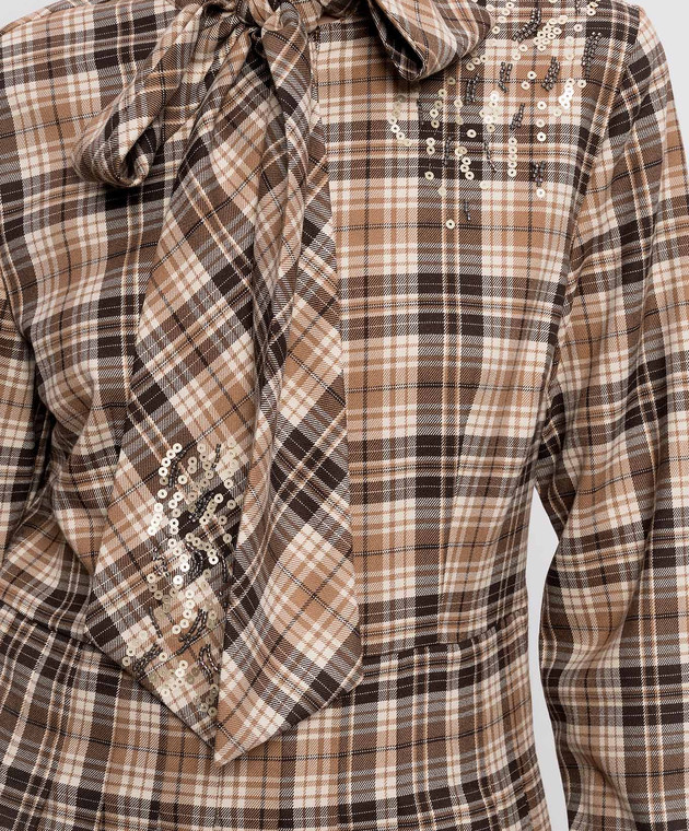 Twinset Бежевое платье мини в клеточку 262AP2301 изображение 5