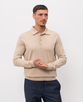 Stefano Ricci Бежеве поло з довгими рукавами з шовком K616440P34F26109