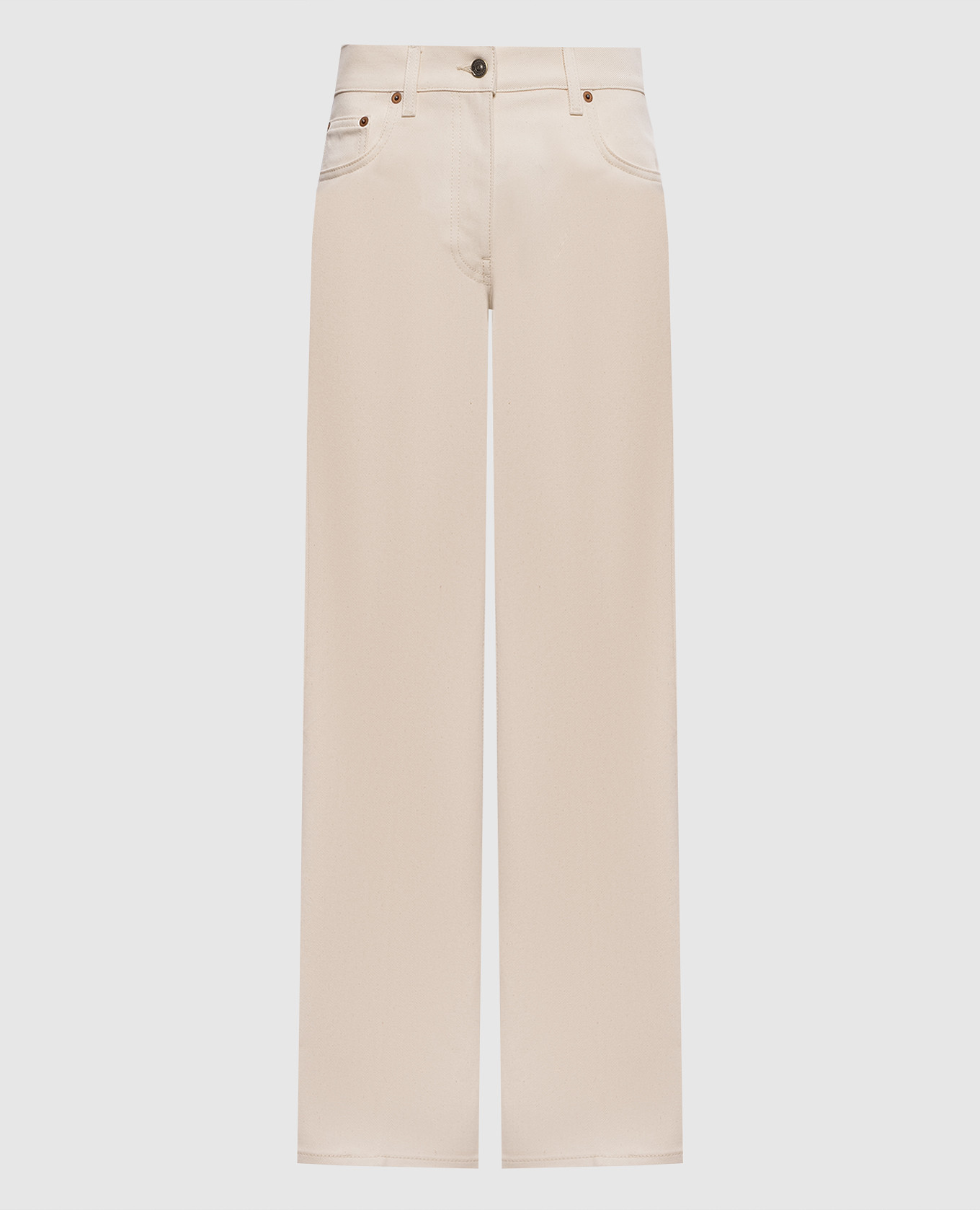 

Бежевые джинсы клеш с патчем логотипа, Бежевый, Джинсы клеш