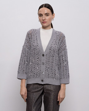 Peserico Серый кардиган с пайетками A99095F039117B