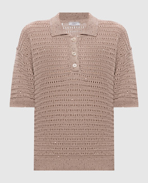 Peserico Коричневий топ з коміром-поло S99120F0509110