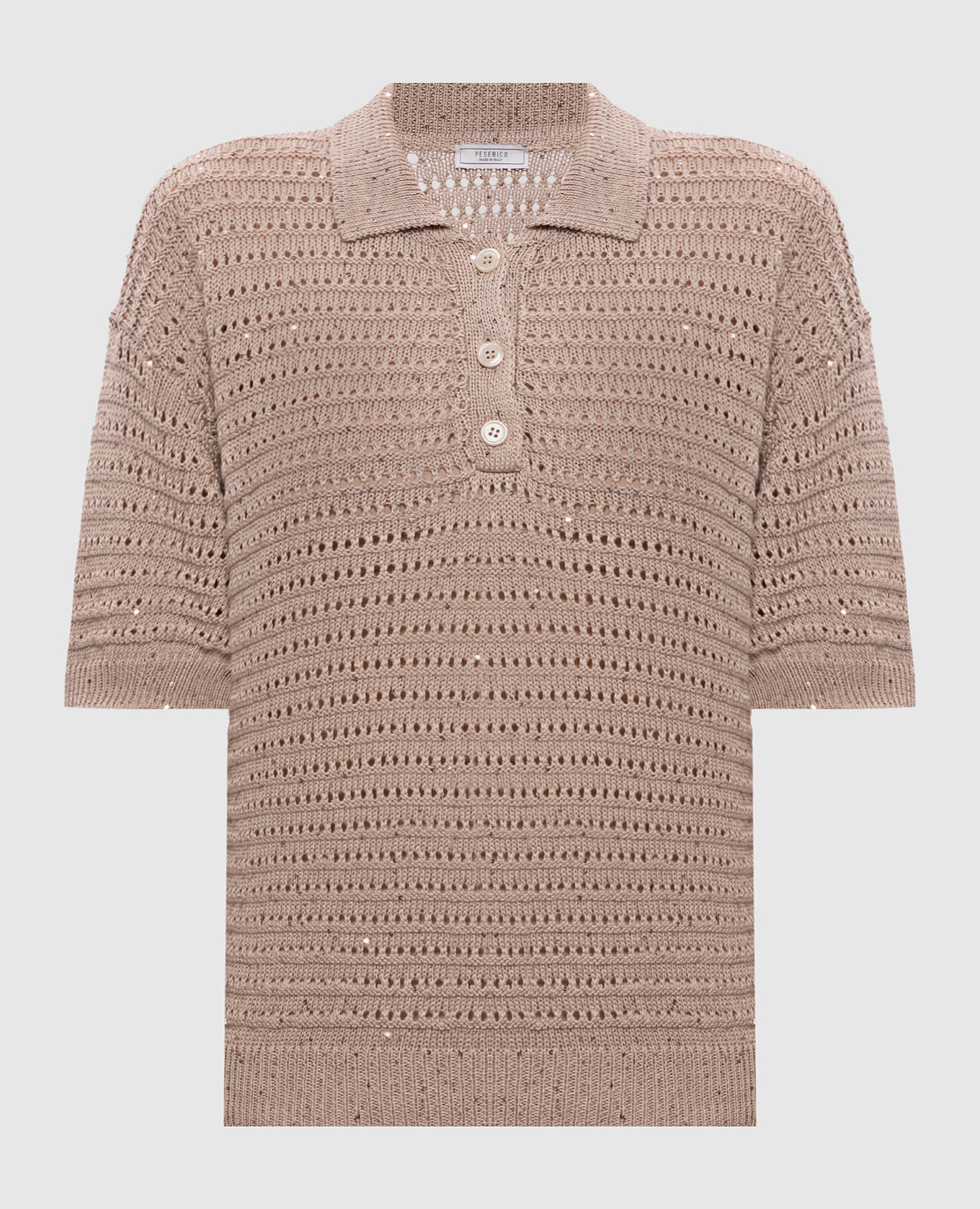 Коричневый топ с воротником-поло