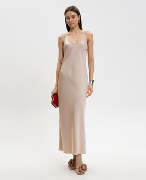 Allude Бежевое платье макси из шелка 26284004