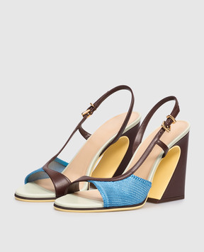 Fendi Коричневі комбіновані босоніжки Arco 8X8929AWKS