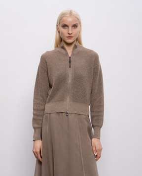 Brunello Cucinelli Коричневий кардиган з люрексом MST263336