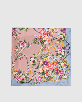 Dolce&Gabbana Рожева хустка із шовку в принт FN090RGDDLH