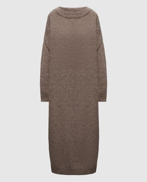 Demiur Коричневое платье макси с шерстью альпаки и кашемиром TIFF302