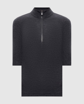 Brunello Cucinelli Серый топ из шерсти в рубчик MD998VB714