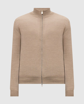 Brunello Cucinelli Бежевий кардиган з вовни та кашеміру на блискавці M2400106