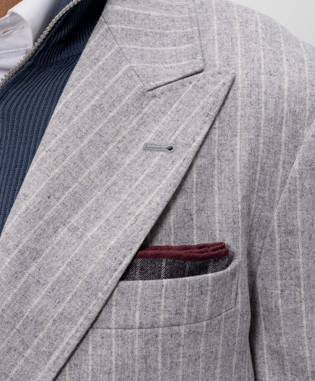 Brunello Cucinelli Серый платок-паше из шелка MI8960091 изображение 2