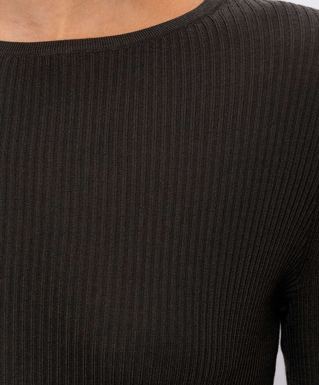 Max Mara Темно-зеленый джемпер из шерсти SMMDISEGNO изображение 5