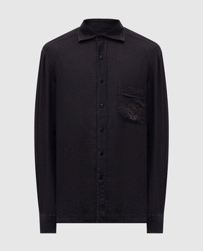 Stefano Ricci Чорна сорочка з льону MC008163BX2922