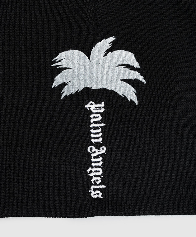 Palm Angels Черная шапка с вышивкой логотипа PAMLC004KN003 изображение 4