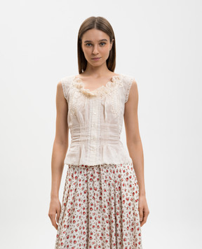 Ermanno Scervino Бежевий топ з мереживом D482L300APJBN