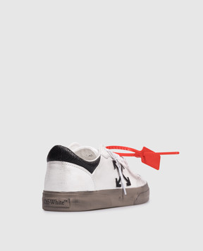 Off-White Белые кожаные кроссовки Vulc Low с винтажным эффектом OMIA293S26LEA002