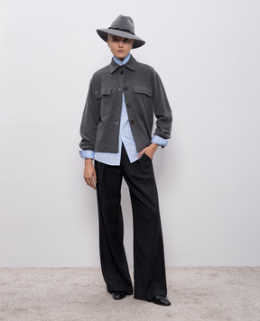 Brunello Cucinelli Сіра сорочка з вовни, кашеміру та шовку M16223206