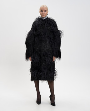 16Arlington Черное пальто Azra с перьями страуса C080AW2501
