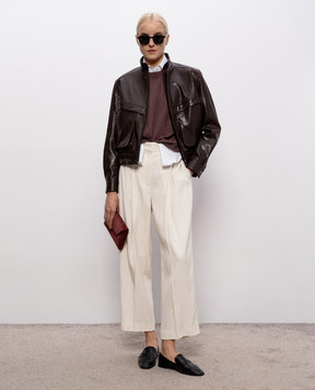 Babe Pay Pls Коричневая кожаная укороченная куртка 2508LUKAS