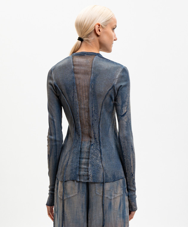 Masnada Синий кардиган с шелком 8090 изображение 4