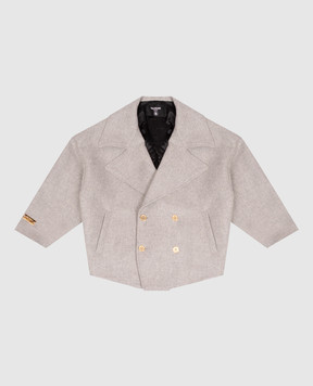 Balmain Дитяче сіре двобортне пальто з вовною BZ2H10E0254