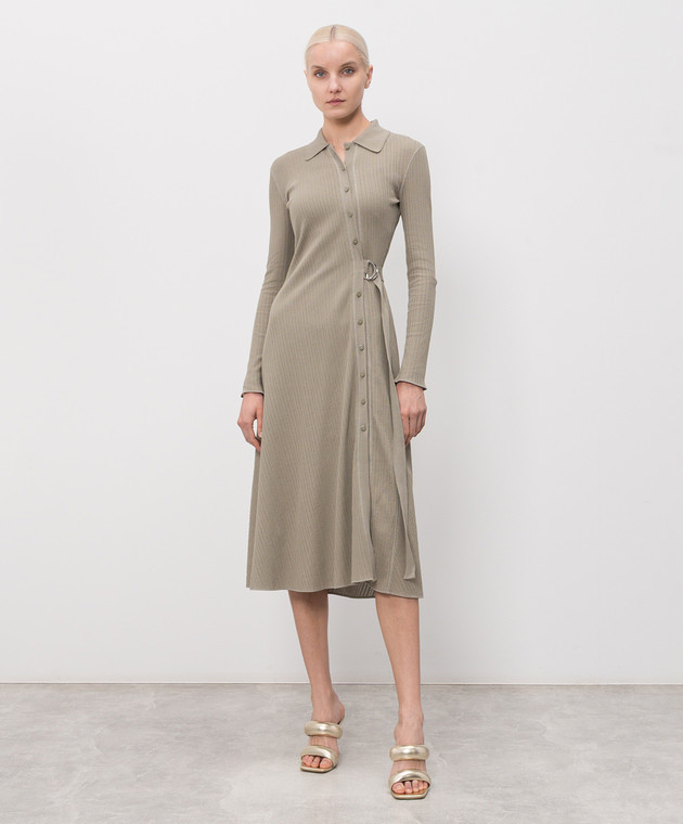 Max & Co Платье-рубашка GETTITO в рубчик цвета хаки MCOGETTITO изображение 3