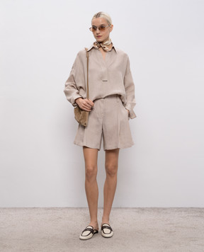 Brunello Cucinelli Бежевая рубашка из льна MA698MQ705