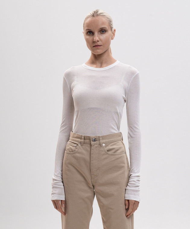 JW Anderson Белый лонгслив в рубчик JO0292PG1904 изображение 3